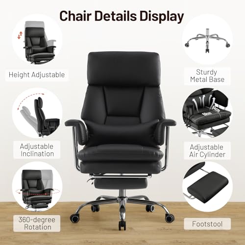 Ergonomic Home Office Desk Chair, Heavy Duty Executive Chair with Footrest - color: Black