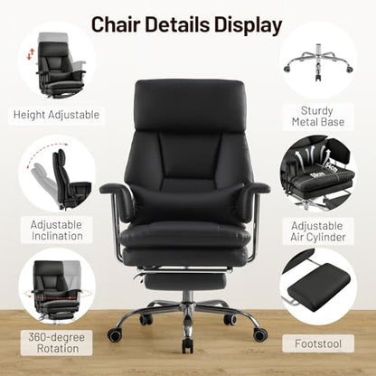 Ergonomic Home Office Desk Chair, Heavy Duty Executive Chair with Footrest - color: Black