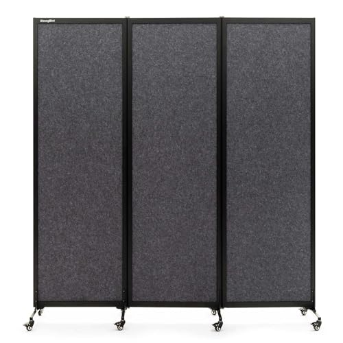 Room Partition 2.0 Upgrade Version,6'L* 6'7"H,3 Panel,Dark Grey - color: Dark Grey, size: 3
