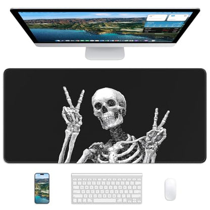 Mouse Pad 31.5x15.7in Large Desk Mat Non-Slip for Office - color: Fun Skull, size: 31.5" x 15.7"