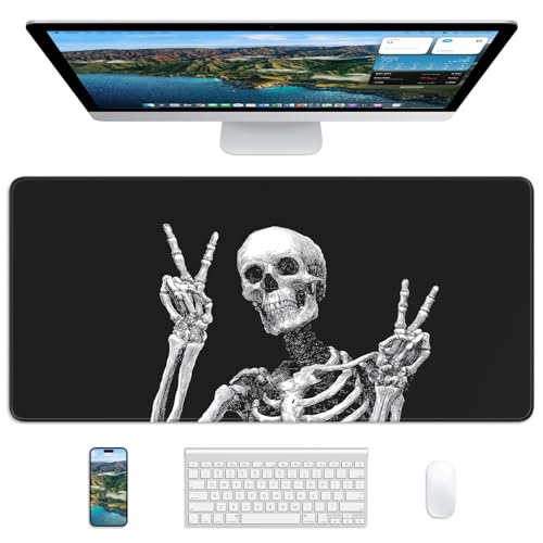 Mouse Pad 31.5x15.7in Large Desk Mat Non-Slip for Office - color: Fun Skull, size: 31.5" x 15.7"