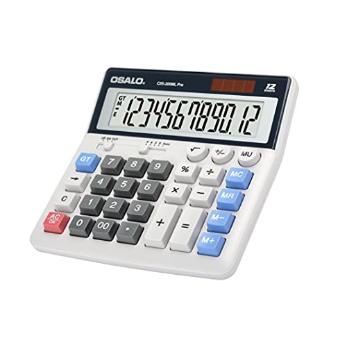 OSALO Desktop Calculator Extra Large Display 12 Digits Big Buttons Solar Accounting Calculator for Office (OS-200ML) - size: OS-200ML Pro