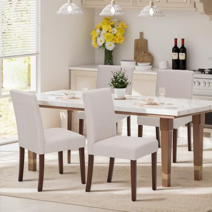 MALOL Upholstered Dining Chairs Set of 4, Fabric Dining Room Chairs, Modern Wooden Dining Chair, Kitchen Side Chairs, Farmhouse Dinner Chair with High Back for Kitchen, Beige - color: Beige, size: Set of 4