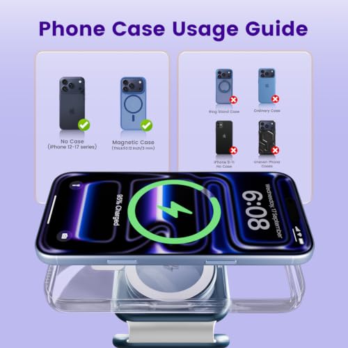 15W Magnetic Travel Charging Station, 3-in-1 Foldable MagSafe Charger - color: Navy Blue