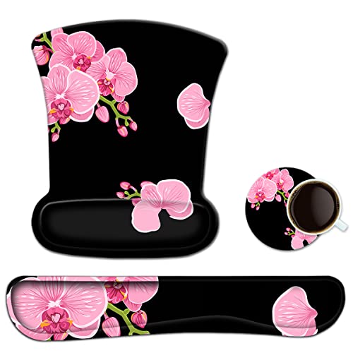 ToLuLu Keyboard Mouse Pad Wrist Rest Gel Ergonomic Mouse Pads for Computer Laptop Office Home, Comfortable Mousepad Keyboard Wrist Support Memory Foam for Easy Typing Pain Relief, Pink Peony Flower - color: Pink Peony Flower