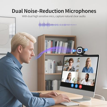 TOALLIN 4K Webcam with Ring Light, Remote Control, PDAF Autofocus | Built-in Dual Mic, 5X Zoom, USB Computer Camera for Live-Streaming/Meetings/Video Calls - style: 4K Webcam with Ring Light