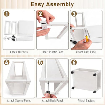 Zonon 2 Tier Printer Stand Under Desk with Wheels, Open Shelf, White - color: White
