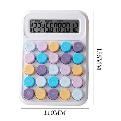 Mechanical Switch Calculator with 12 Digits Large LCD Display, Basic Calculator with Big Button Anti-Slip Pad, Accurate Calculation for Office Desk Home School - Latte