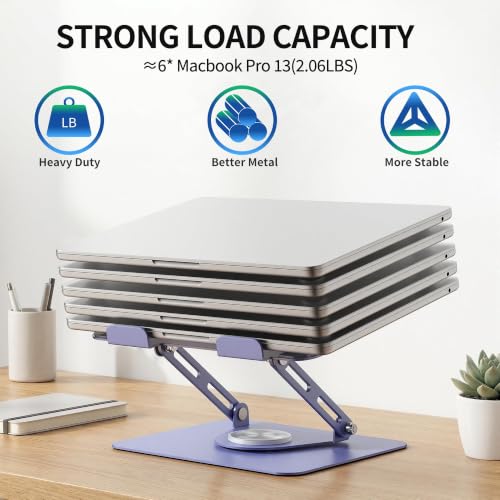 ALASHI Laptop Stand for Desk with 360° Rotating Base, Multi-Angle Adjustable Laptop Stands, Foldable Laptop Riser Compatible with 10 to 17 Inches PC Computer, Purple - color: Purple