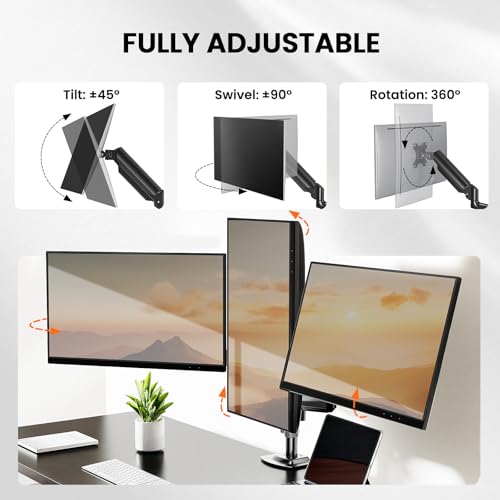 ErGear Triple Monitor Mount for 13-27 inch Screens, Premium Aluminum Triple Monitors Stand up to 17.6 lbs, Sturdy 3 Monitor Desk Mount with Swivel, Tilt, Rotation, Max VESA 100x100mm - size: 13-27 Inch, style: without USB