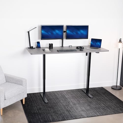 VIVO Dark Gray 71 x 30 in Standing Desk, DESK-KIT-0B7G - color: Dark Gray Top / Black Frame, size: 71 x 30 inch