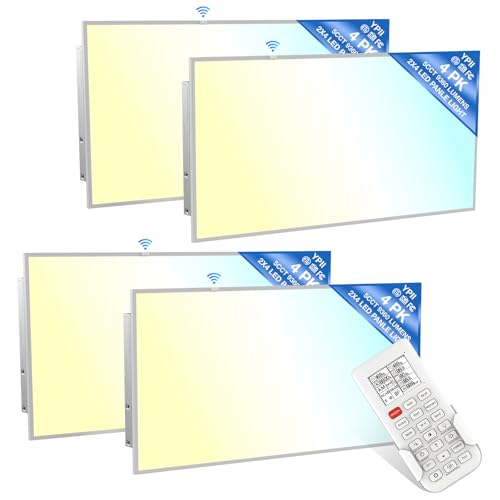 LED Flat Panel Light LED Drop Ceiling Light Fixture, 5 CCT 3000K-6500K Adjustable & 5 Wattage 30-72W Selectable Recessed Back-Lit Fixture for Office(4Pack 2x4 with Motion Sensor and Remote) - size: 2X4 4Pack-RC
