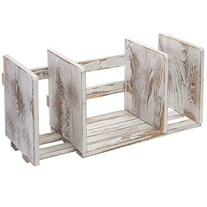 MyGift Rustic Expandable Whitewashed Wood Desktop Bookshelf/Adjustable Tabletop Book Holder Organizer Rack - color: Whitewashed