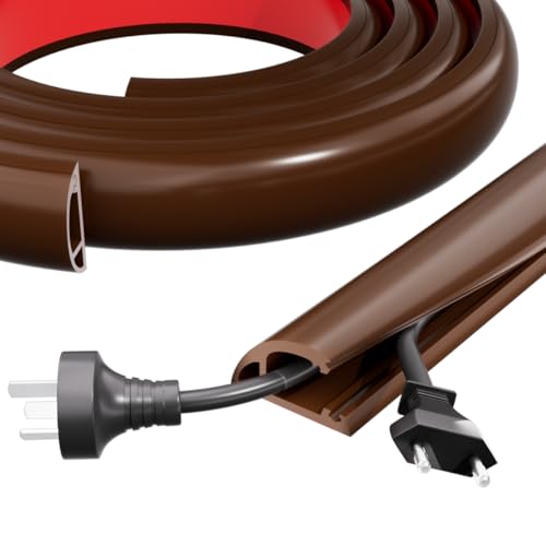 Kneelisa 6FT Side-Open Extension Cord Covers for Wires on Floor,Silicone - color: Brown, size: 6 Feet