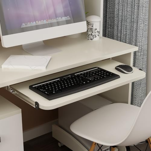 FAVOMOTO 14" Keyboard Drawer Slides - Heavy Duty Ball Bearing Keyboard Slides Under Desk Rails Rack Tray Accessories for Cabinet Furniture Hardware Rails