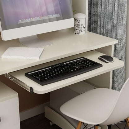 FAVOMOTO 14" Keyboard Drawer Slides - Heavy Duty Ball Bearing Keyboard Slides Under Desk Rails Rack Tray Accessories for Cabinet Furniture Hardware Rails