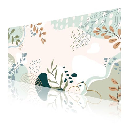 Faux Leather Large Mouse Pad, Office Desk Mat, 31.5"x15.7", Green Pink - color: Silhouette Plants-b, size: 31.5L x 15.7W inches
