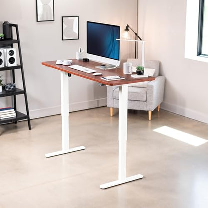 VIVO Dark Walnut 60 x 24 in Standing Desk, DESK-KIT-W06D - color: Dark Walnut Top / White Frame, size: 60 x 24 inch