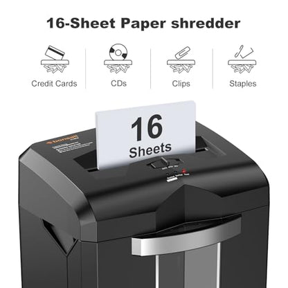 Bonsaii 16-Sheet Micro-Cut 60-Min Run Paper Shredder Heavy Duty | Jam-Proof, P-4 Security Level, 62dB Ultra-quiet, 6-Gal Bin with Casters, Shreds Credit Cards & Staples C149-D - size: 16 Sheet Micro Cut
