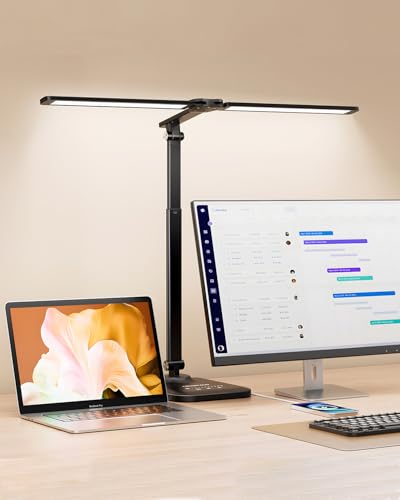 LED Desk Lamp for Office Home, Height Adjustable Architect Desk Light with USB Adapter, Stepless Dimming Desk Lamp Light for Reading, Study, Workbench - color: Black