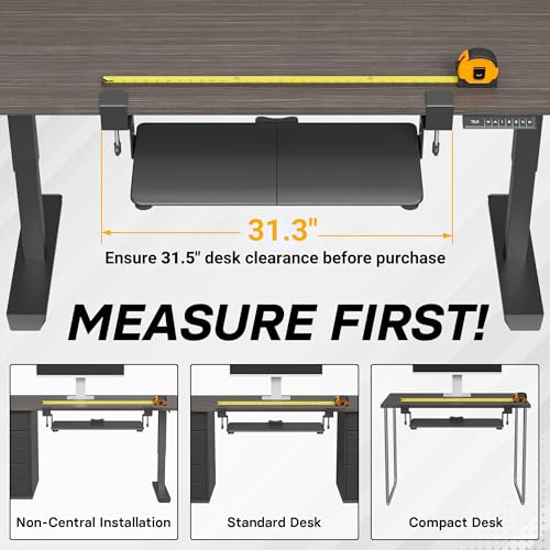 BONTEC Under Desk Keyboard Tray, Pull-Out Keyboard & Mouse Platform | C-Clamp Mount, Space-Saving Ergonomic Slide-Out Drawer, 31.3 in Including Clamps, 25.6 x 11.8 in Tray, Black - color: Black, size: 25.6" x 11.8"