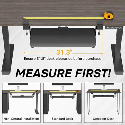 BONTEC Under Desk Keyboard Tray, Pull-Out Keyboard & Mouse Platform | C-Clamp Mount, Space-Saving Ergonomic Slide-Out Drawer, 31.3 in Including Clamps, 25.6 x 11.8 in Tray, Black - color: Black, size: 25.6" x 11.8"