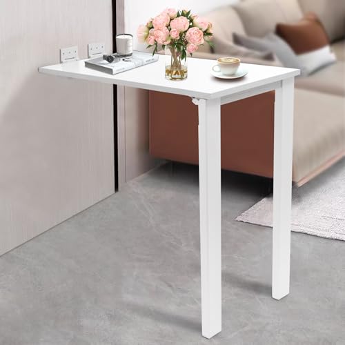 29.5" x15.7" Wall Mounted Folding Table, Flip-up Table Dining Table with Support Legs, 29.1 Inch Tall Fold Down Desk for Small Spaces