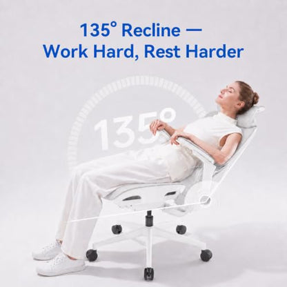 SIHOO B300 PRO Ergonomic Office Chair, High Back Mesh Computer Chair, White - color: Soft White, size: Pack of 1