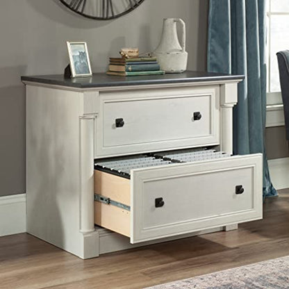 Sauder Palladia 2 Drawer File Cabinet, Lateral Filing Cabinets for Home Office, Hanging File Folders Organizer, Interlocking Drawers, in Glacier Oak Finish - color: Glacier Oak