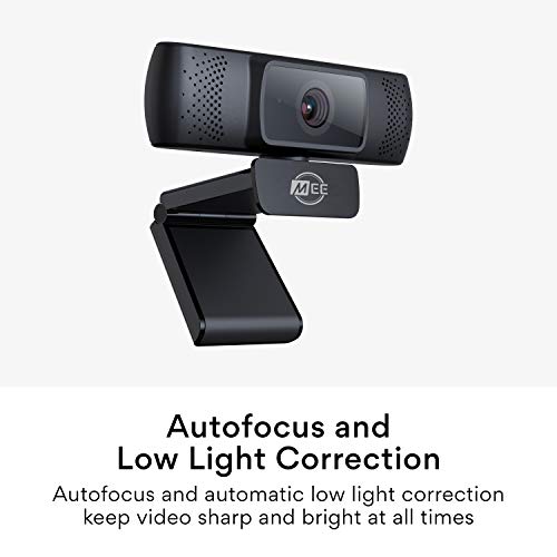 MEE Audio 201W 1080p HD Webcam with Mini Tripod, Wide Angle Lens, Microphone, Autofocus, Low Light Correction for Zoom Video Calling; USB Streaming Web Camera for Computer PC Mac Laptop Desktop - style: 1080p Wide Angle & Tripod