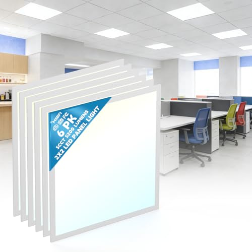 2x2 LED Flat Panel Light Drop Ceiling Office Fixture,5 CCT 3000K-6500K Adjustable & 5 Wattage Selectable, 0-10V Dimmable, 2X2 LED Flush Mount Ceiling Light,ETL Listed 6 Pack - size: 2x2FT-6Pack