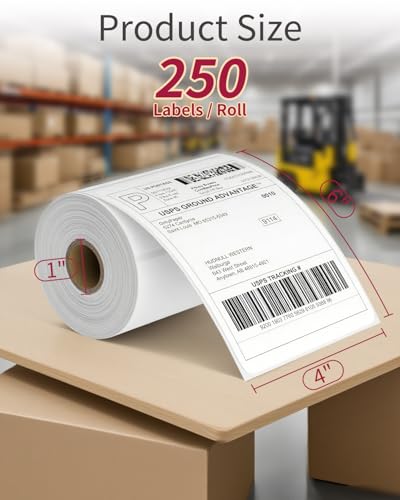 4x6 Thermal Labels Roll – 80 Rolls, 250 Labels/Roll – Perforated & Strong Adhesive Shipping Labels 4x6 – Commercial Grade Thermal Printer Labels for Shipping and Mailing - size: 4" x 6", style: 80 Rolls