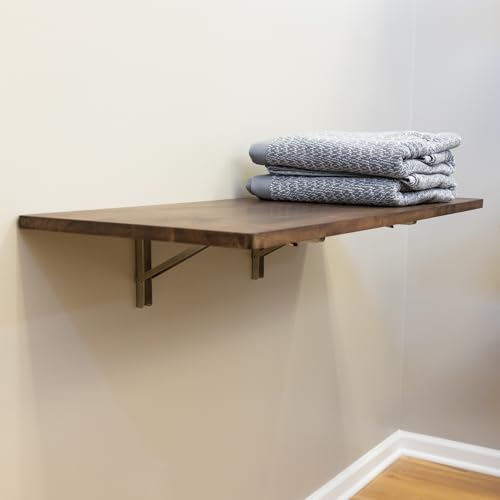 StoreYourBoard Wall Mounted Folding Workbench, 40x18 in, Holds 200 lbs - color: 40"x18" - Dark Wood | Stainless Steel Brackets