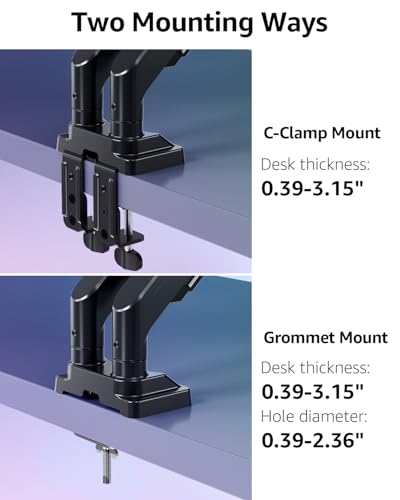 MOUNTUP Dual Monitor Stand for Max 43 inch Screens, Ultrawide Monitor Arm Height Adjustable, Heavy Duty Dual Monitor Mount, Full Motion Premium Monitors Arm, Holds 2.2 to 33 lbs, VESA Desk Mount