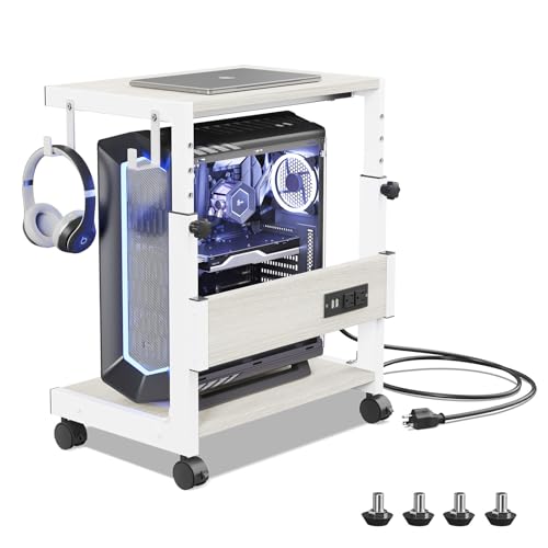 Computer Tower Stand with Charging Station, for Small and Mid-Tower PCs