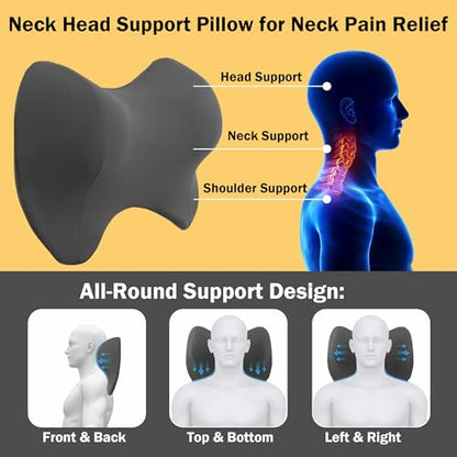 MABOZOO Neck Pillows for Recliner, Memory Foam Headrest Pillow with Non-Slip Backing and Elastic Straps, Recliner Neck Pillow for Pain Relief and Side Sleeping (Gray) - color: Gray