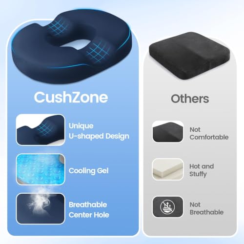 Donut Pillow Seat Cushion, Cooling Gel Memory Foam Chair Cushion, Blue - color: Blue, size: XX-Large