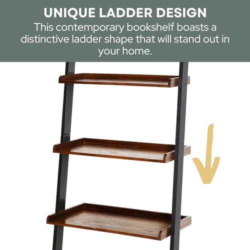 Convenience Concepts French Country Ladder Bookshelf 25" - Classic Living Room Bookcase for Traditional, Modern Office, Family Room & Home Office, Dark Walnut - color: Dark Walnut / Black