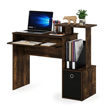 Furinno Econ Computer Writing Desk, Amber Pine/Black - color: Amber Pine/Black, size: Compact