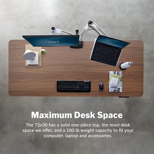 Vari Classic Electric Standing Desk – 72x30 – Walnut/Black - color: Walnut Top / Black Legs, size: 72 in x 30 in