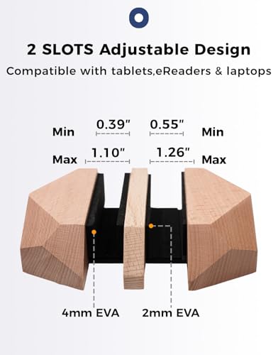 Dual Laptop Holder Adjustable Vertical Laptop Stand, 2 Slots MacBook Stand Wood,Wooden Laptop Stand,Vertical Laptop Holder for Desk, Widen Dock Fits All MacBook/Surface pro - color: 2 slot beech