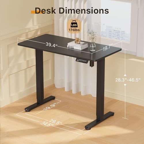 JOY worker Small Electric Stand Up Desk, 40" Whole Piece Height Adjustable - color: Black, size: 40" * 20"