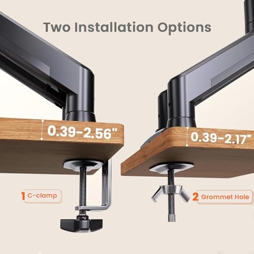 Dual Monitor Stand up to 32" Screen, Each Arm Holds Max 22 lbs, Monitor Arms for 2 Monitors with Gas Spring and Cable Management, Tilt/Swivel/Rotation, VESA Standard 75x75 & 100x100mm