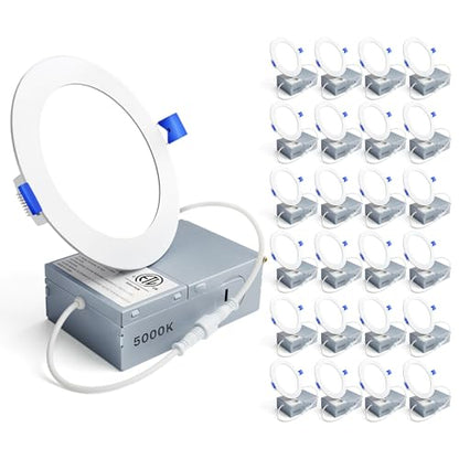 Ensenior 24 Pack 4 Inch LED Recessed Light, 5000K Dimmable Canless Wafer - color: 5000k - Daylight, size: 4 Inch