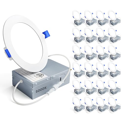 Ensenior 24 Pack 4 Inch LED Recessed Light, 5000K Dimmable Canless Wafer - color: 5000k - Daylight, size: 4 Inch