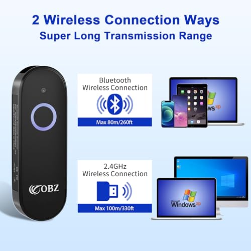 Mini 2D Bluetooth Barcode Scanner 2.4G Wireless Barcode Scanner, 3-in-1 Portable 1D 2D QR Code Scanner Work with iOS Android iPhone iPad Tablet Windows PC POS for Store Warehouse Inventory Library - style: Mini Portable Scanner