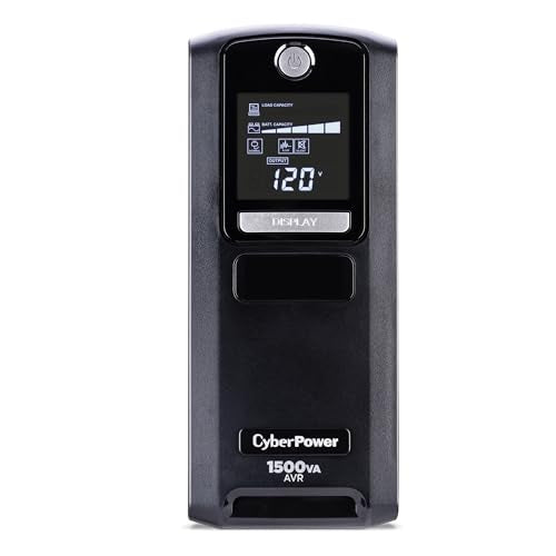 CyberPower CP1500GAVR Line‑Interactive UPS Battery Backup | 1500VA/900W, AVR, 10 Outlets, LCD Display, Mini-Tower, UL Certified - size: 1500VA