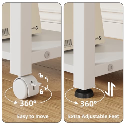 YAOHUOO 22"x15" Large Printer Stand with Drawer, 3-Tier Rolling Table Cart - color: White, size: 3-Tier
