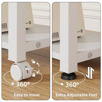 YAOHUOO 22"x15" Large Printer Stand with Drawer, 3-Tier Rolling Table Cart - color: White, size: 3-Tier