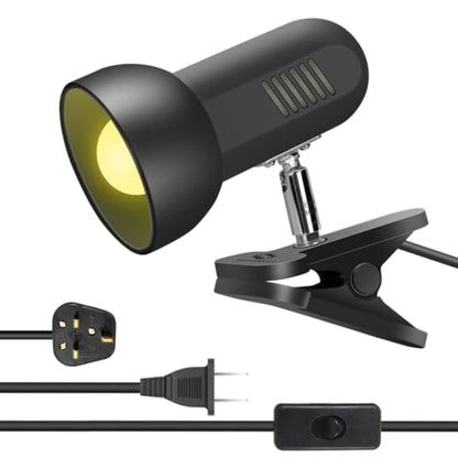 RONG&LAN Clip lamp,360° Rotation Clip on Lamp Portable Book Reading Light,Clamp on Desk/Table/Bunk Bed/Cupboard Home Lighting, (Desk lamp,Seven Colors for Your Choice) (Black) - color: Black